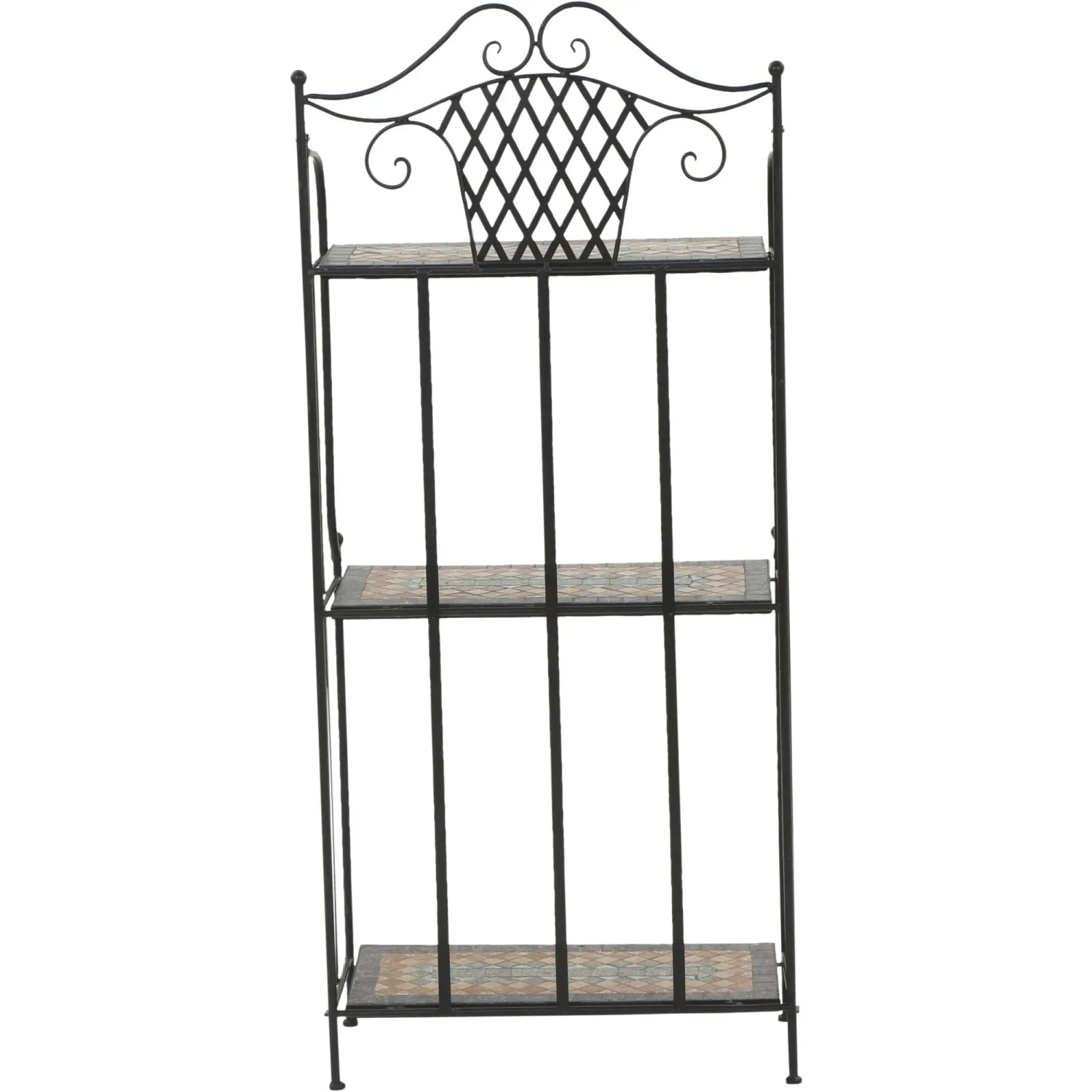 Schwarzes Siena Garden Regal Prato mit drei Mosaik-Regalböden, 63x29x142 cm.