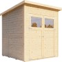 Bertilo Gartenhaus Amrum 2 aus Holz, 180x174 cm, mit Doppeltür und Lichtausschnitten.