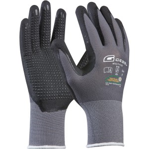 Graue Gebol Multi Flex Arbeitshandschuhe Gr. 11 mit Noppen für Montagearbeiten.