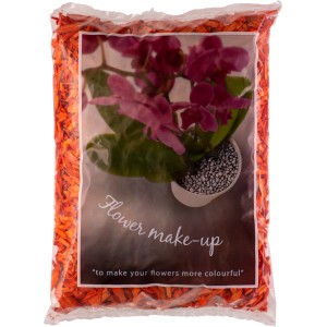 Sack Indoor-Decor-Schnitzel Orange, Dekormulch zur Gestaltung von Pflanzgefäßen.