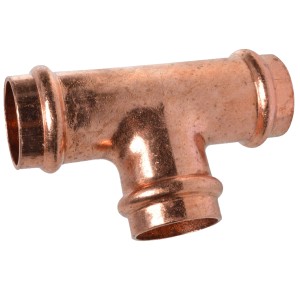 Kirchhoff CU-T-Stück, 28 mm, blank, mit 3 Muffen für Kupferrohr-Pressverbindungen.