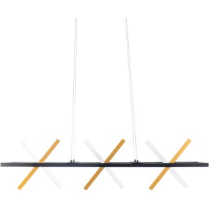 Moderne LED-Pendelleuchte Cadice, 100 cm, Gold und Weiß, für stilvolle Beleuchtung im Innenbereich.
