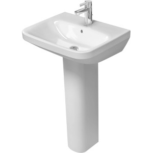 Duravit DuraStyle Waschbecken, 55 cm, Weiß, mit Überlauf und Hahnloch.