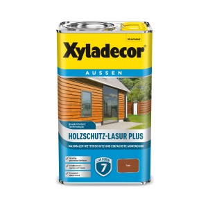 Xyladecor Holzschutz-Lasur Plus Teak, 2,5 l Dose. Holzlasur für Aussenbereiche, Wetterschutz.