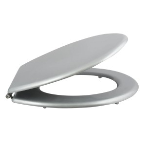 MSV WC-Sitz Cleo, MDF, silberfarben, mit Edelstahlscharnieren.