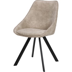 Kayoom Polsterstuhl Cowboy, 2er-Set, hellbraun mit schwarzen Beinen.