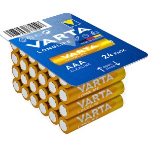 Varta Longlife Micro AAA Batterien, 24er Pack. Alkaline Batterien für Geräte mit niedrigem Energieverbrauch.