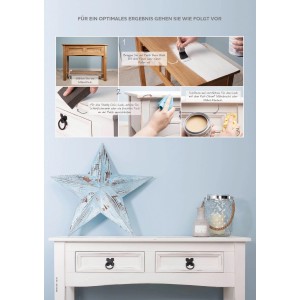 Rust-Oleum Kreidefarbe Taubenblau, matte Möbel, DIY-Anleitung und Deko-Stern.
