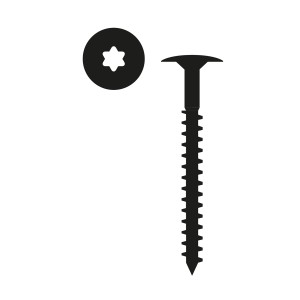 Schwarze FN Acustico Schraube TX25 4,5x45 mm für Akustikpaneele.