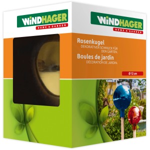 Windhager Rosenkugel Gold, Ø 12cm, Gartendeko. Spiegelnde Kugel für Garten und Terrasse.