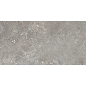 Graue Feinsteinzeug Bodenfliese, 60x120 cm, matte Steinoptik für Innen- und Außenbereich.