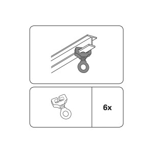 Gardinia T-Feststeller 6er-Pack, weiße Kunststoff-Stopper für Gardinenschienen.