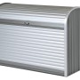 Biohort StoreMax 160 Gartenbox in Quarzgrau mit Rollladen und Zylinderschloss.