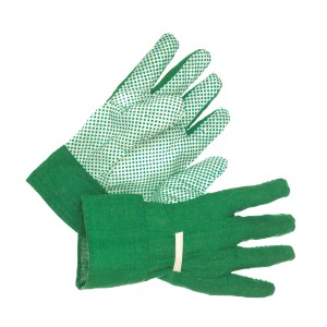 Grüne LUX Gartenhandschuhe für Damen, Größe S, mit weißen Noppen für besseren Grip.