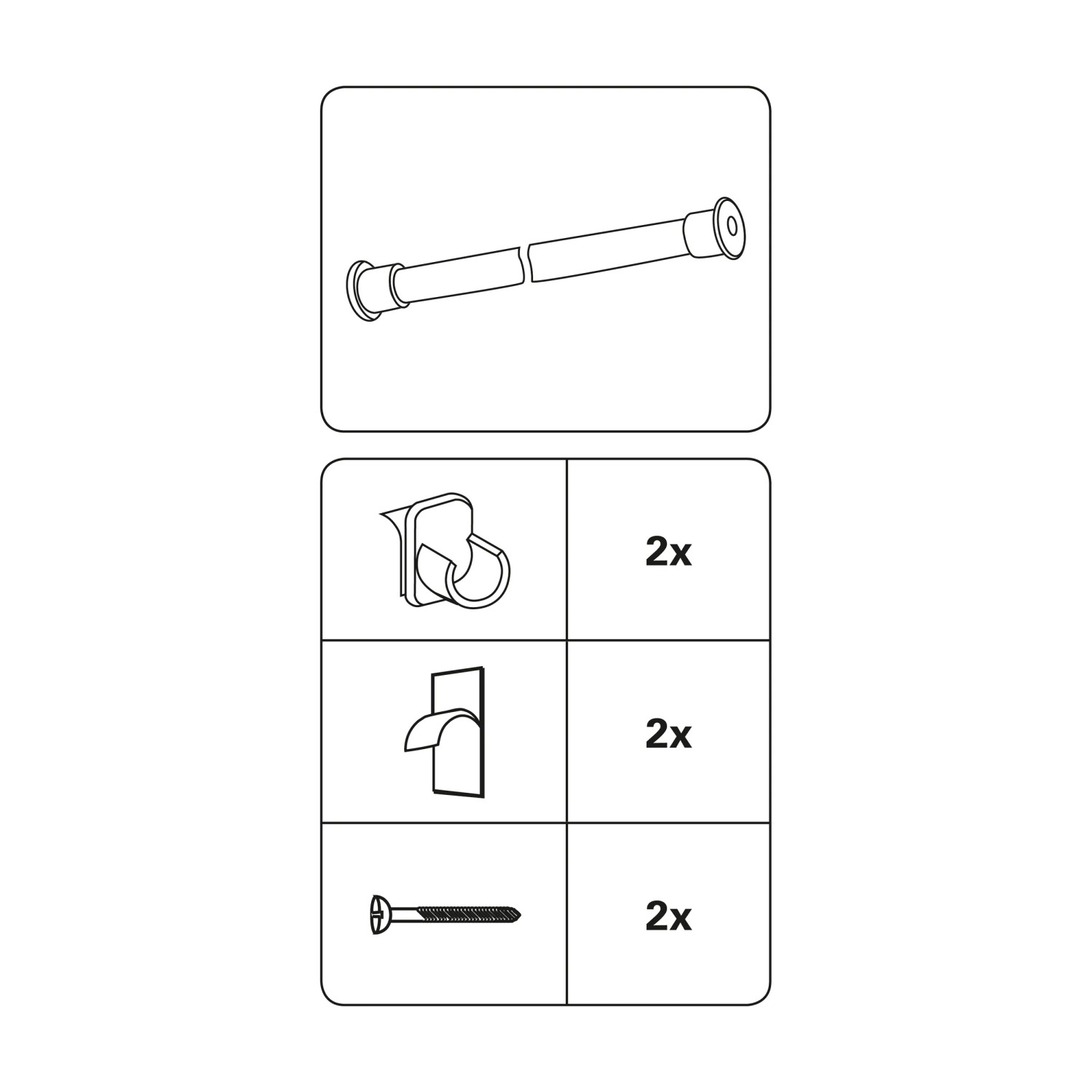 Gardinia Wandlager Set für Vitragestangen (Ø 11/12 mm), weiß, inkl. Schrauben und Klebepads.