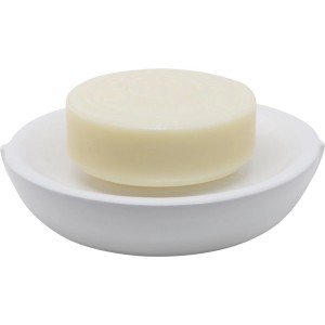 Weiße Spirella Elements Seifenschale Sense mit Seife, Keramik/Metall, modernes Design.