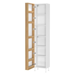 Germania Hochschrank 5002 Weiß/Eiche 39 cm x 195 cm x 35 cm