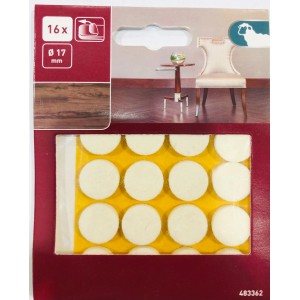 Packung selbstklebende Parkettgleiter, Ø 17mm, 16 Stück. Möbelgleiter zum Schutz empfindlicher Böden.