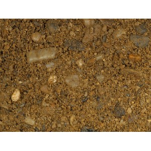 Nahaufnahme von beigem Betonschotter/Betonkies 0-16 mm, ideal als Zuschlagstoff für Beton.