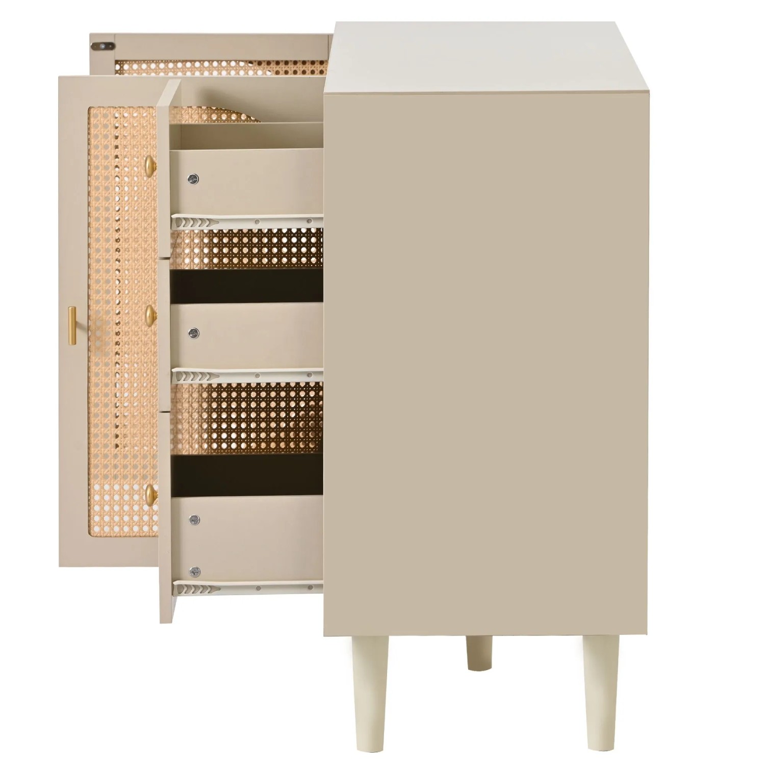 okwish Sideboard mit Türen Schubladen Wohnzimmer 120x40x80cm Beige_10