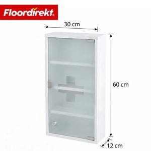 Floordirekt Medizinschrank Allen Abschließbarer mit Glastür Weiß 60 x 30 cm 4 Fächer