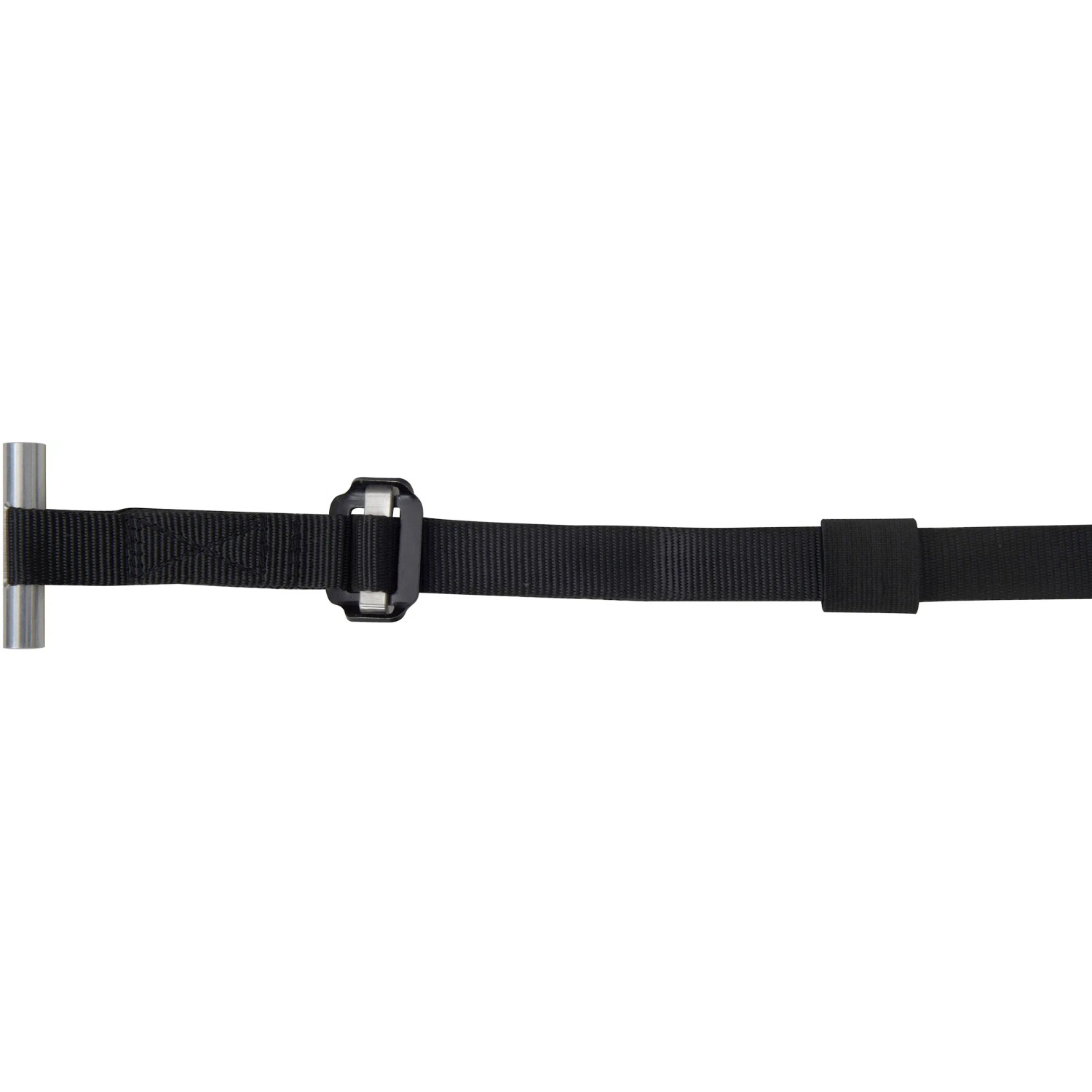 Schwarzes T-Strap Hängegurt-Set für Hängematten, verstellbar mit Metallelement.