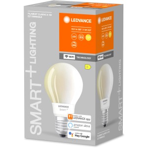 Ledvance Smart+ Filament LED Lampe in Glühlampenform, Ø 6,7cm, warmweiß, dimmbar, mit WiFi-Technologie.