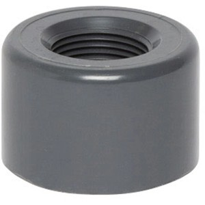 Steinbach PVC Einlegeteil mit Gewinde für Pool Verrohrung, grauer Kunststoff.