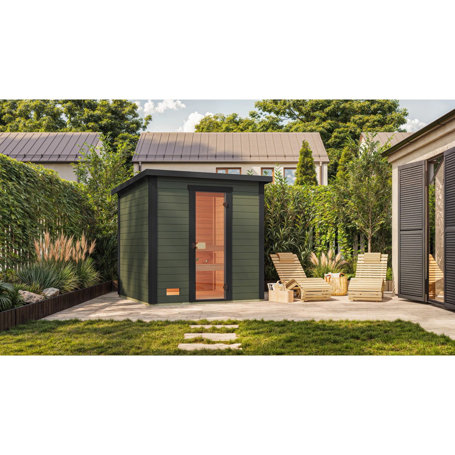 Weka Saunahaus Kaapi 3 Klassik-Ofen Graugrün_2