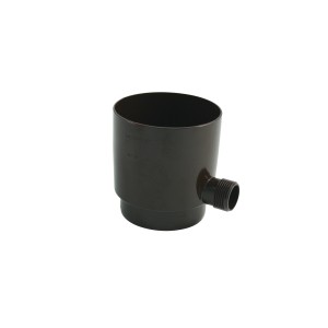 Brauner Marley Regensammler DN 75 mit Überlaufstopp für Kunststoff-Dachrinnen.