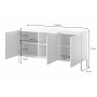 Selsey Sideboard Bemmi, 150 cm, mit offenen Türen, 6 Fächern und Maßen. Schwarz mit goldenen Beinen.