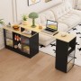 okwish Bartisch mit Drehbar Stauraum Beweglich Küche 135x39x105cm Schwarz_4