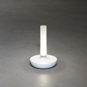 Weiße Konstsmide LED Akku-Vase Biarritz, ø 13,5 cm, Höhe 20,5 cm, für Innen und Außen.