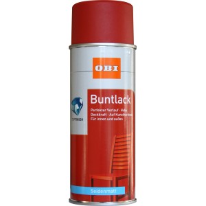 OBI Buntlack Spray RAL 3000 Feuerrot, seidenmatt, 400ml Dose.