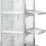 Gestapelte, transparente Eurobox-System Box mit seitlicher Klappe, 60x40x32 cm, für Aufbewahrung.