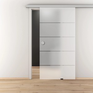 Glasschiebetür-Set Nova 503 Alu Ev 1 inkl. Klebe-Griffmuschel 190 cm