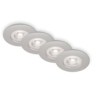 Brilo LED-Einbauleuchten Kulana, 4er-Set, Chrom matt, 4,9 W. Warmweißes Licht, ideal für Bad und Innenbereich.