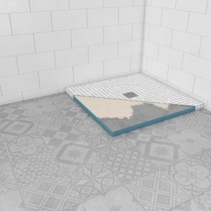 Befliesbares Aurlane Showerboard 90x90 cm mit Ablauf, ideal für bodengleiche Dusche.