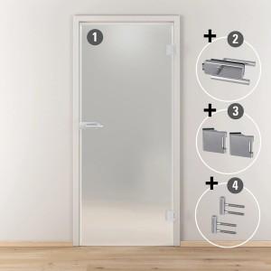 Novadoors Drehtür-Set Nova 501 DIN R 82,1 x 201,3 cm x Stärke 8 mm SKS 61 SMART