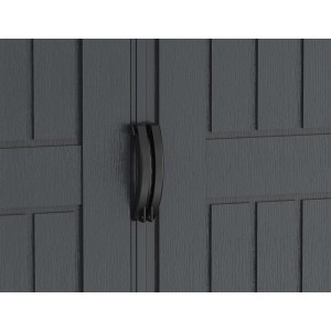 Detailaufnahme: Anthrazitfarbenes Kunststoffgerätehaus Duramax StoreMax, Türgriff