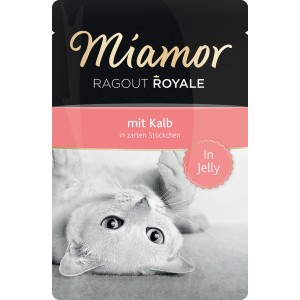 Miamor Ragout Royal Kalb in Jelly, 100g Packung Katzen-Nassfutter.