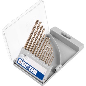 13-teiliges LUX Kobalt-Bohrer-Set Comfort im Kasten, ideal für Metall- und Edelstahlbohrungen.