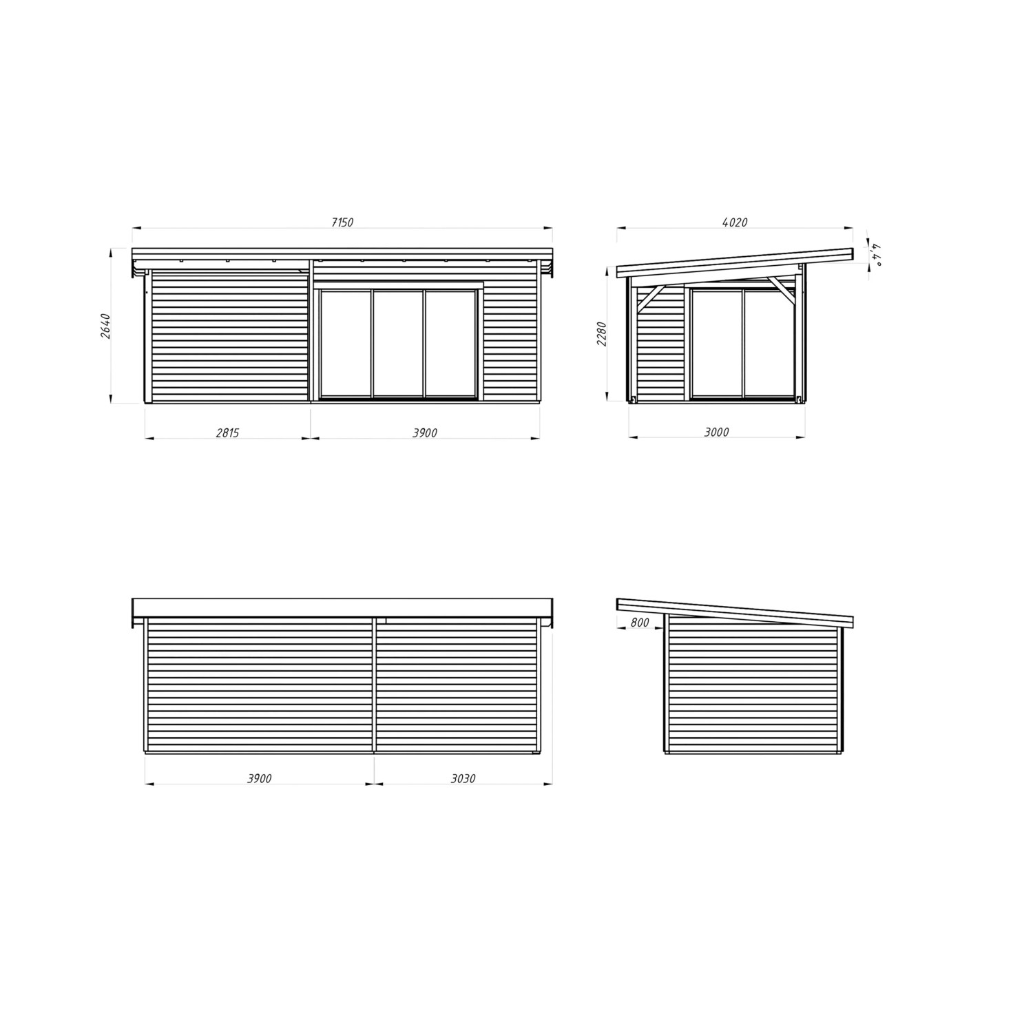Palmako Gartenhaus Andrea Slide 693 x 300 cm Grau-Anthrazit FSC®_5