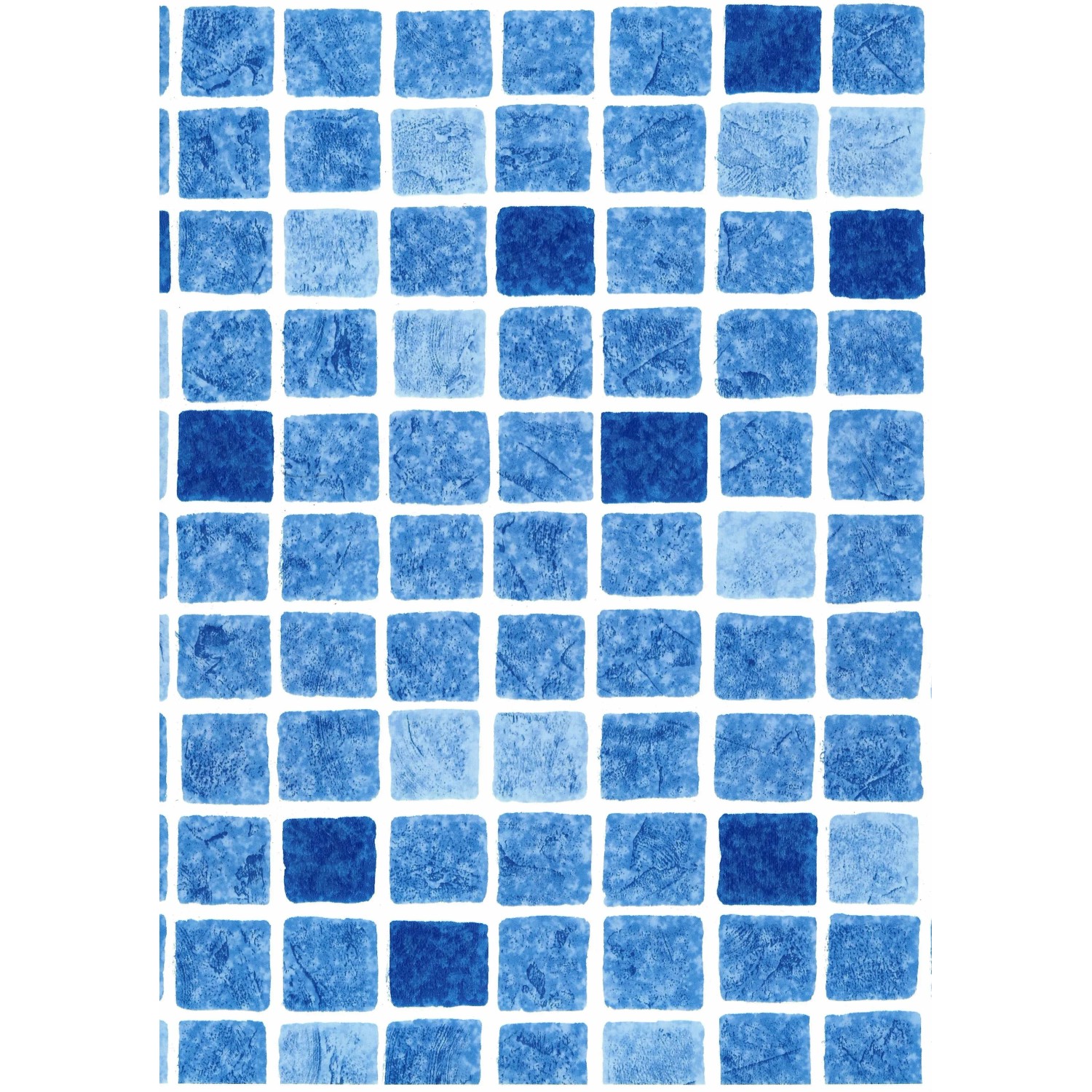Detailansicht der blauen Mosaikfolie für Weka Holzpool, quadratische Fliesen in verschiedenen Blautönen.