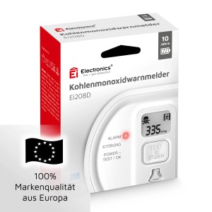 Ei Electronics Kohlenmonoxidmelder Ei208D mit Display und 10-Jahres-Batterie.