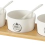Boltze Schalen-Set Conny, 7-teilig, weiß, mit Bambus-Tablett und Löffeln. Modernes Deko-Highlight für Geschenkartikel.