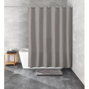 Kleine Wolke Duschvorhang Kito, 120x200 cm, Schiefergrau, im Badezimmer.