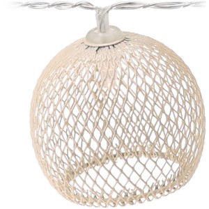 LED-Lichterkette mit 10 Lichtern, 3,8 m, beige Metallkugeln für stimmungsvolle Beleuchtung.