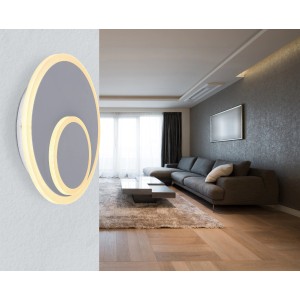 Moderne LED-Wandleuchte Villa, grau, Ø 255 mm. Dekorative Lampe für Wohnräume mit warmweißem Licht.