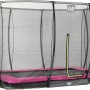 Rechteckiges EXIT Silhouette Bodentrampolin 214x305 cm mit Sicherheitsnetz in Rosa.